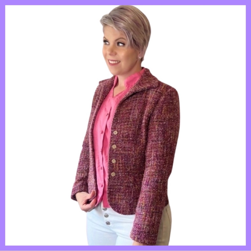 Fundamental Things Pink and Purple Tweed Jacket (Size 4)